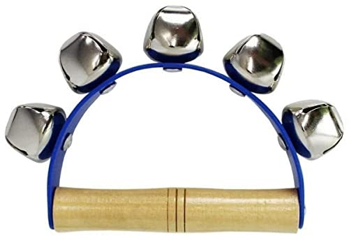 A-Star 5 Bell Jingle Shaking Sleigh Bell Handbell mit Holzgriff – Blau