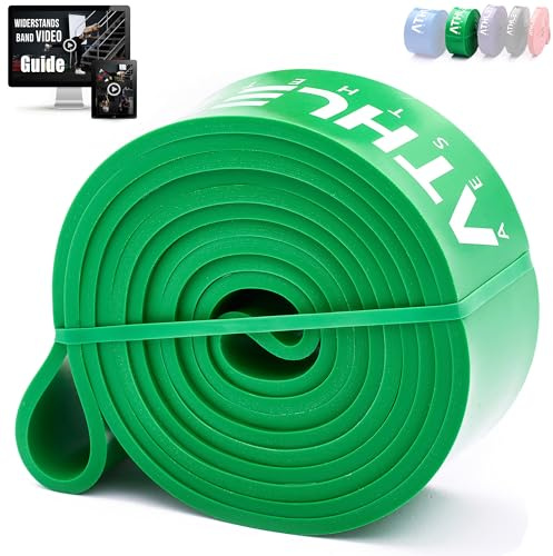 ATHLETIC AESTHETICS Premium Motståndsband – motståndsband – träningsband set för helkroppsträning PDF-guide (grön)