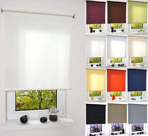 Garduna Pull Tageslicht-Rollo # Weiss 142cm # viele Farben & Größen - Sichtschutz - lichtdurchlässig - Mittelzugrollo Springrollo Schnapprollo