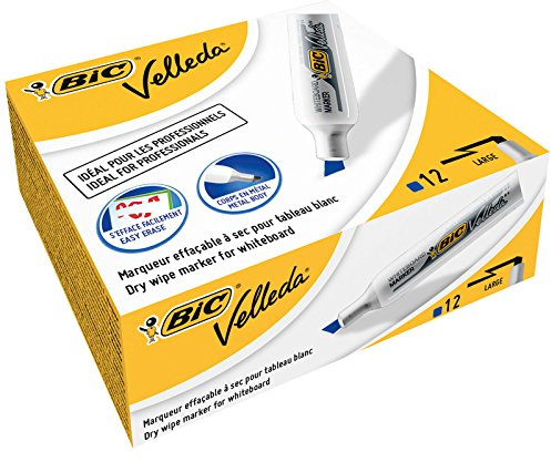 BIC Velleda 1781 Whiteboard-Marker (keilförmige Spitze, 3,5 - 5,5 mm) Packung à 12 Stück blau