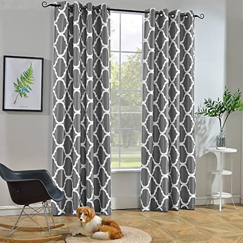 Melodieux Marokkanische Verdunkelungsvorhange, verdunkelnd, mit Osen, Textil, grau, 52x84 Inch