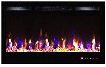 2025 PREMIUM PRODUCT TruFlame 36inch Black Wall Mounted Electric Fire with 3 colour Flames and can be inserted (Pebbles, Logs and Crystals)