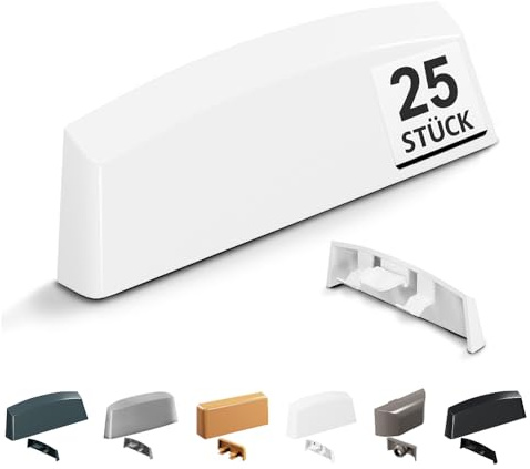 VOOXA 25St Wasserschlitzkappen 45mm, für Schlitzen 29-33x5mm Weiß RAL9016 | Für Schlitzfräsungen 29-33x4,6-5mm | passend für Fenster & Türen | einfache Montage