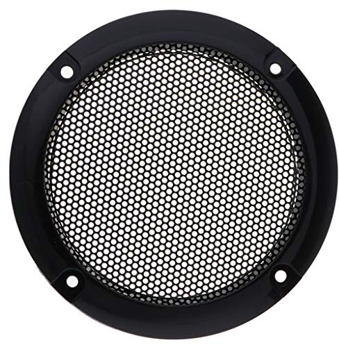 P Prettyia 3 Zoll Auto Audio Lautsprecher Dekorative Kreis Goldene Lautsprecher Grill Abdeckung Schutzfolien w/Grill Mesh - Schwarz