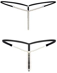 Nightease Perizoma da Donna T-String Mutandine Perizoma con Perle (2 Modelli) (Taglia Unica, Stile1)