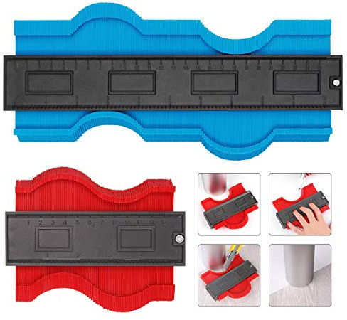 [2 Pack] Contour Gauge Duplicator [5 inch+10inch] Willingood Profile Measuring Tool Plastic Woodworking Shape Tracing Template Contour Copy Duplicator, Circular Frame Profile Gauge Ruled
