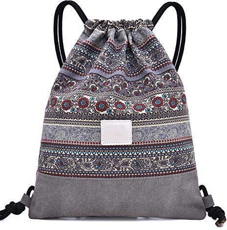 Sportbeutel BESLIME Turnbeutel Damen Streifen, Sportbeutel Hipster, Turnbeutel Damen Wasserdicht, Reißverschluß Innentasche Sportbeutel, Verstellbar Tunnelzug Gymsack (Für Männer und Frauen)