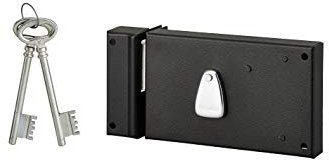 THIRARD - Serrure horizontale en applique 4 gorges pour porte d'entrée, gauche, axe 58mm, 140x82mm, noir, 2 clés