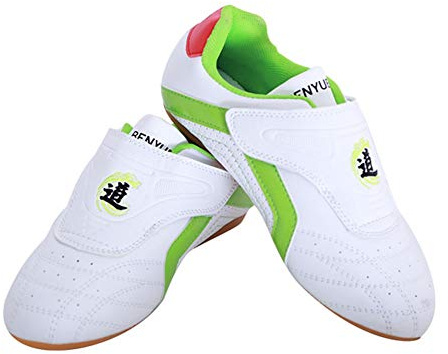 Meng Zapatos de Taekwondo, Suelas Oxford de Cuero PU Unisex Zapatos de Taekwondo Boxeo Ligero Kung Fu Tai Chi Zapatillas Deportivas de Transporte para niños Adultos Niños (Color : White, Size : 44)