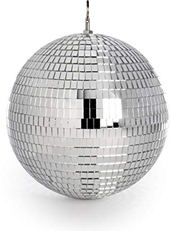 Mirror Disco Ball 30 cm (12) | Silver Glitter Mirror Ball with Hanging Hook | Party Wedding DJ Stage Lighting | Lightweight Glass Facets | Pukkr