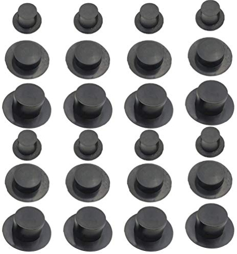STOBOK Mini Hüte Schwarz Kunststoff 3.7Cm Kleine Dekorative Zylinder Für Weihnachten Schneemann DIY Bastelzubehör 60 Stück Gemischter Stil
