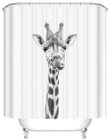 Himlaya Duschvorhänge Badevorhang mit 12 Haken, Waschbar Badvorhänge aus Polyester Antischimmel Duschvorhang Badezimmer (Giraffe,180x200cm)