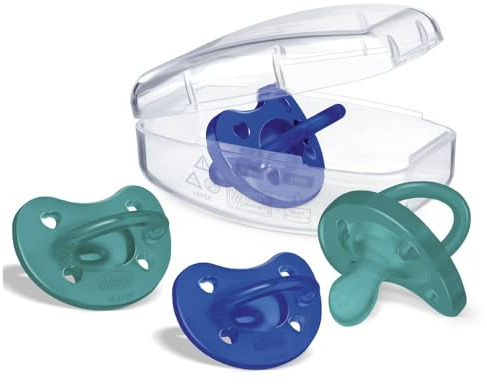 Chicco Physioforma Ciuccio In Silicone 16-36 Mesi, Gommotto Morbido E Delicato, Supporta La Respirazione Fisiologica, Verde Acqua e Azzurro, offerta convenienza