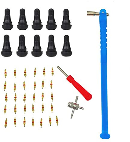 JZK 43 PCS Reifenventil Reparatur Werkzeug Kit für Auto Fahrrad Motorrad Reifenventilkern TR412 Reifenventilschaft Reifen Ventil Kern Entferner Reifen Ventil Abzieher Reifen Ventil Entfernen Werkzeug
