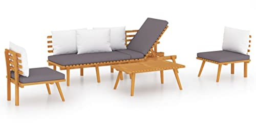 vidaXL 4-TLG. Garten-Lounge-Set mit Kissen Massivholz Akazie