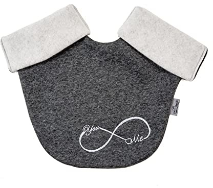 Goldi-Design Partnerhandschuhe einzeln mit Bestickung You & Me aus Doppelfacefleece - in Deutschland hergestellt - grau/weiß