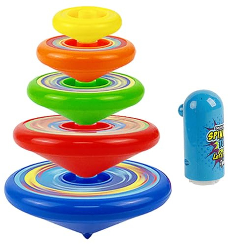 ibasenice Toupie Empilable pour Enfant avec Lanceur 5 Toupies D’Empilement Jouet Gyroscopique pour Jeux De Bureau Apprentissage Et Jeux Familiaux Cadeau pour Garçon Et Fille