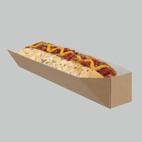 LGT Lot de 50 boîtes jetables en carton pour sandwich, saucisses et saucisses pour barbecue, nourriture rapide, plateau de service
