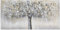 Home Selections Hand Painted Silver Tree 3D Wall Art - Large Modern Picture Ready to Hang - Silver Canvas 100x50cm