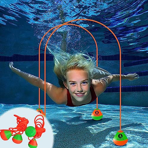 Komicea Tauchspielzeug für Kinder, 2 Stück 2.5M Tauchbogen Tauchringe Pool Spielzeug, Wasserspielzeug Outdoor Schwimmbad Spielzeug, Poolparty Geschenk für Kinder Jungen Mädchen