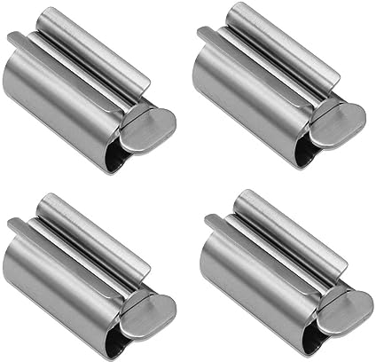 SiMbae Set of 4 Toothpaste Squeezer Rollers, Metal Tube Squeezer Stainless Steel Tube Wringer Toothpaste Seat Holder Stand for Artist, Hair Salon, Painter,S