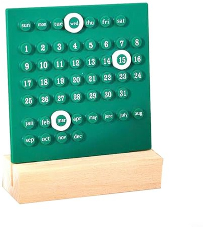 Tischkalender, Holz-Ring, Schreibtischkalender Kalender, Monats- und Datumsanzeige, Aufzeichnung für Heimbüro-Dekoration (grün)