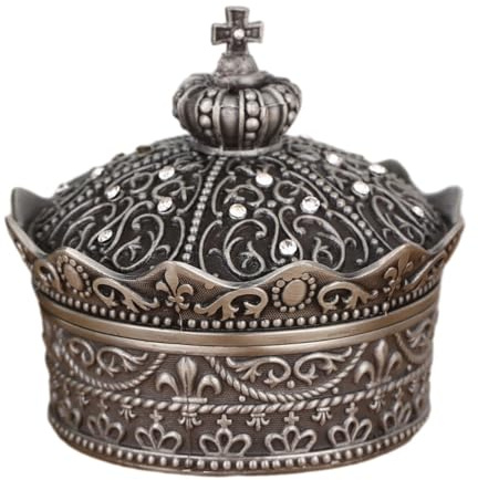 Chickwin Metall Schmuckkästchen Antik-Schmuck Schmuckkasten, Vintage Geschnitzt Schmuckbox Silbernes Retro Jewelry Box für Schmuckaufbewahrung
