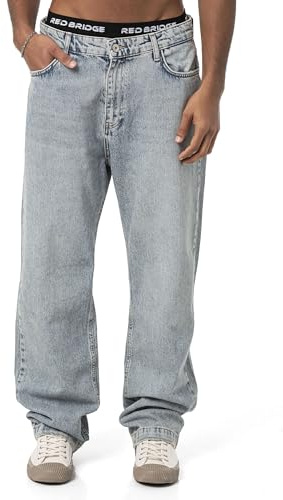 Redbridge Jeans Baggy – Pantaloni larghi in denim look anni '90 – Jeans casual per il tempo libero e lo streetwear, Azzurro, 50 IT (36W/34L)