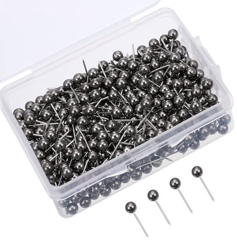 200pcs Weltkarte Pinnnadeln Anstecknadeln Map Pins Pinnwand Stecknadeln Stahlspitze Kopf Nadeln für Basteln (Schwarz)