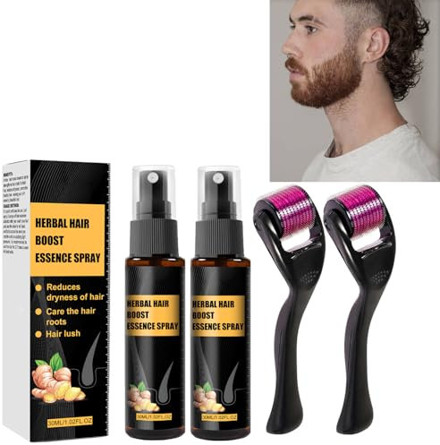 Tkekruh Kit De Repousse Cheveux 30ml Sérum Anti-Chute Hair Spray Pousse Barbe - Coffret Soin Barbe et Cheveux