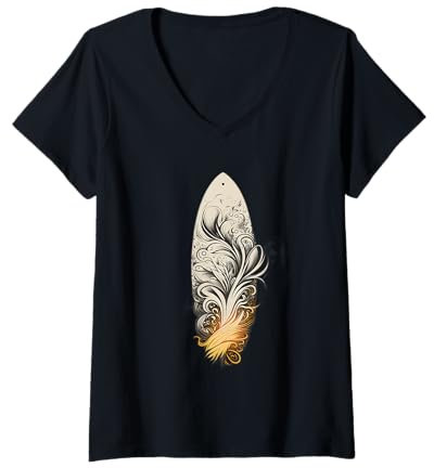 Damen Surfbrett Paddelbrett für Wind Surfer Stand up Paddle Bord T-Shirt mit V-Ausschnitt