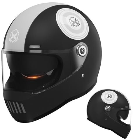 SMTSEC Motorradhelm Damen Herren Full Face Helm Retro Klapphelm DOT/ECE-Zertifizierter Mit Anti-Fog Sonnenblende Helm Motorrad Downhill Helm Mopedhelm Schutzhelm Für Cruiser Chopper,Black/A-55~62CM