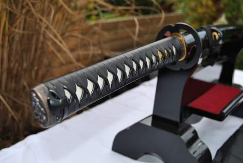 Samurai Schwerter Katana Miyamoto Musashi - scharf, echt & handgeschmiedet - gefaltetes Katana Schwert ohne Ständer - echtes Japanisches Samurai Sword aus Kohlenstoffstahl