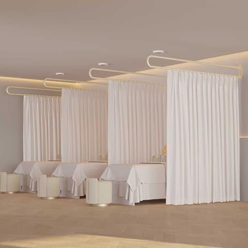 CHZDPP Wall-Mounted Medical Privacy Screen for Clinics/Sickroom, Curtain Divider for Room Separation, Room Divider Curtains for Dressing Room/Massage Parlors(White (1pc),2m/6.6ft)