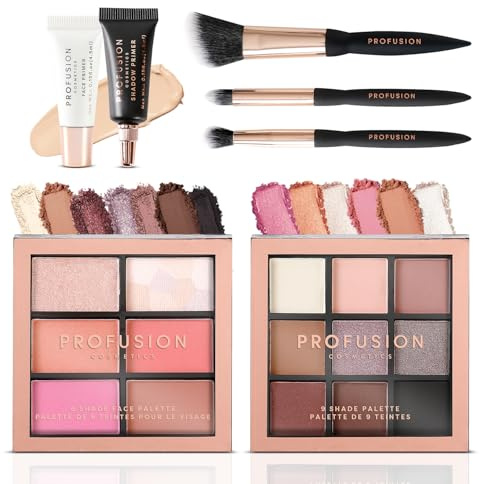 Profusion Cosmetics Artistry On The Go 7 PC Beauty Set - Full Face Makeup | Versatile Travel Kit Featuring Skin, Eye Palettes with Brushes and Primers, Smooth Application, Cruelty-Free, In The City