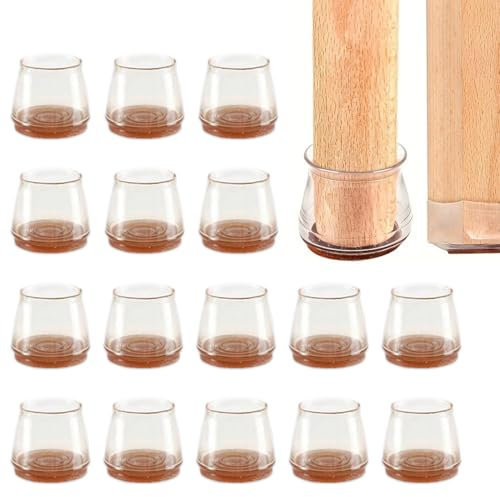 SIRLOMU 16 Piezas Tapones de Silicona para Patas de Silla, Deslizadores de Fieltro para Suelos de Madera, Laminado y Baldosas, Protección de Suelo (Diámetro 14-25mm)