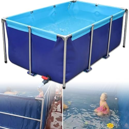 Generico Acquario Piscina Stagno Grande Tela Stagno per Pesci, Acquario Autoportante per Interni, Rivestimenti per Stagni in Tela PVC Flessibile con Telaio in Acciaio, Vasca per l'Acqua di Riproduzio