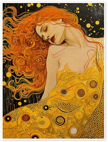 Jugendstil Träumerei Poster von Frank Daske 100 x 130 cm Gelb Wandbilder Wanddeko