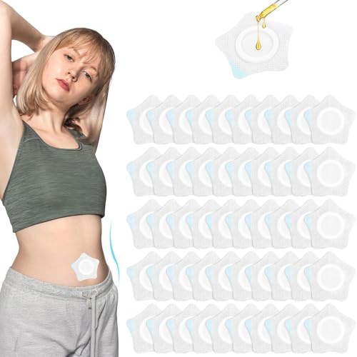 ElevateTech 50 Stück Rizinusöl-Pflaster Rizinusöl Wrap Für Den Bauchnabel Anti-Leckage-Pflaster Wasserabsorbierend Für Den Bauch Waschfrei Selbstklebend Weiß 7,5 × 7,0 Cm