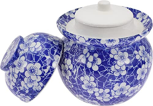 FengQingHuaGG Ceramic Kimchi Jar,Large Pickling Jar,Traditional Fermentation Pot with Water Seal,for Handmade Kimchi and Pickled Cucumber (02)