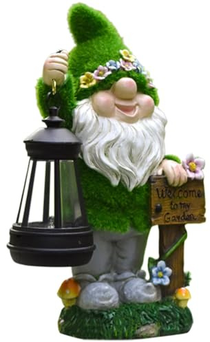 Nains solaires de décoration, lanternes de nains de jardin, sculptures d'extérieur, statues d'intérieur pour , famille, amis - 16 x 8 cm