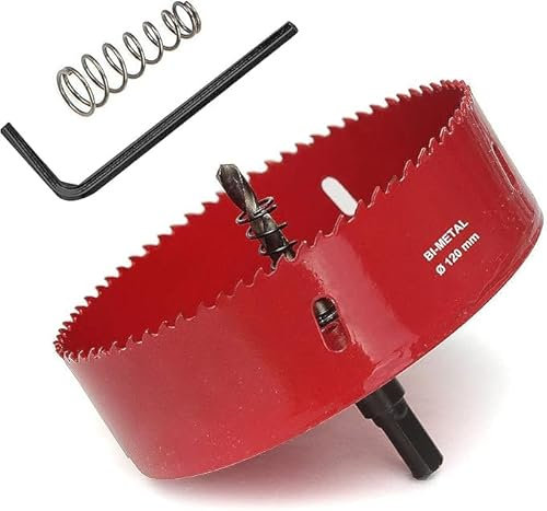 120mm Bimetall lochsäge, M42 HSS Lochschneider Rot Lochöffner-Bohrer für Holz Aluminium Trockenbau Rohr Kunststoff