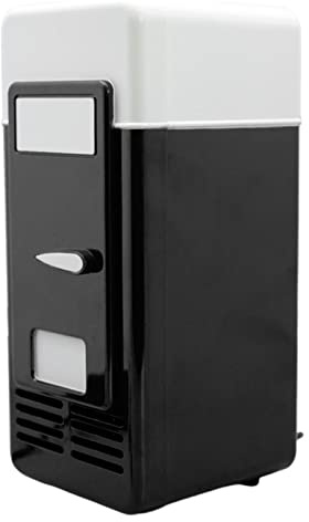 Kodxylytix Mini USB Auto Frigorifero Scaldavivande Bar Portatile per 1 Lattina Desktop Camera da Letto Nero 95x95x195mm