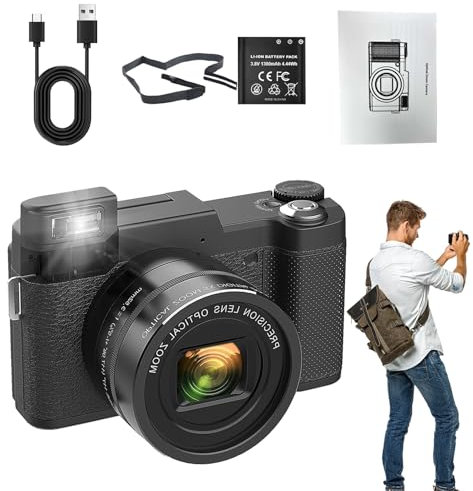 Appareil photo numérique 4K, caméscope de vlogging 48 MP, objectif zoom optique 40x, outil de photographie multifonctionnel, idéal pour documentaire, vlog personnel, voyage, studio, tournage en plein
