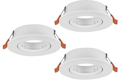 EGLO 3er Set Einbaustrahler Barranco, Spot Deckenleuchte schwenkbar | runder Einbauspot ohne Leuchtmittel, Deckenstrahler aus weißem Kunststoff, GU10 Fassung, Ø 9 cm
