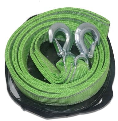 ISJRJF Corde de remorquage Corde de Traction Câble métallique en Acier de 4m, 3 tonnes, Crochet de remorque réfléchissant, en Nylon, 4 mètres, 10 tonnes, Accessoires de Camping-Car(Green 4m 8 Tons)