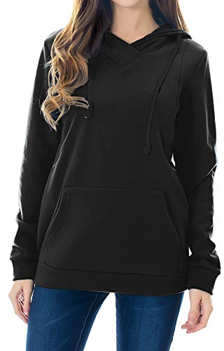 Smallshow sjuksköterska hoodies fleece graviditet sweatshirt för amning Black M