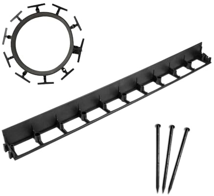 bepco Lot de 10 bordures de pelouse - Bordure de pavage (L x H : 100 x 7,9 cm) - Bordure de jardin flexible et robuste pour pelouse, parterre et pavés en plastique recyclé, avec 30 piquets d'ancrage