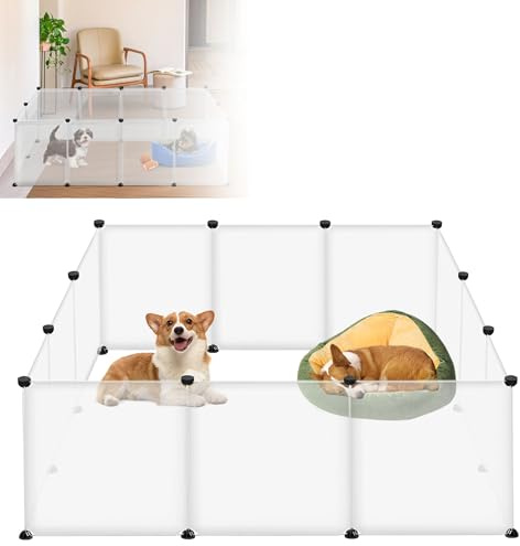 YZNAHRE 12 Stück Kleintiergehege für Kaninchen & Kleintiere aus Kunststoff | Robuste PP-Kunststoffplatten und ABS‑Verbinder, wasserdicht und leicht zu reinigen Flexibles Stecksystem Werkzeuglose Montage