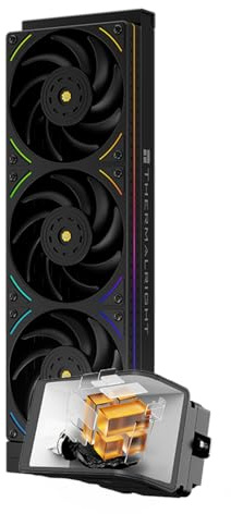 Thermalright Wonder Vision 360 UB ARGB Black AIO CPU Liquid Cooler,for AM5/Intel LGA1851/1700,6.67-inch 3D Curved Screen with 2400x1080 Resolutions,Magnetic Panel Screen,3D/2D Video Support